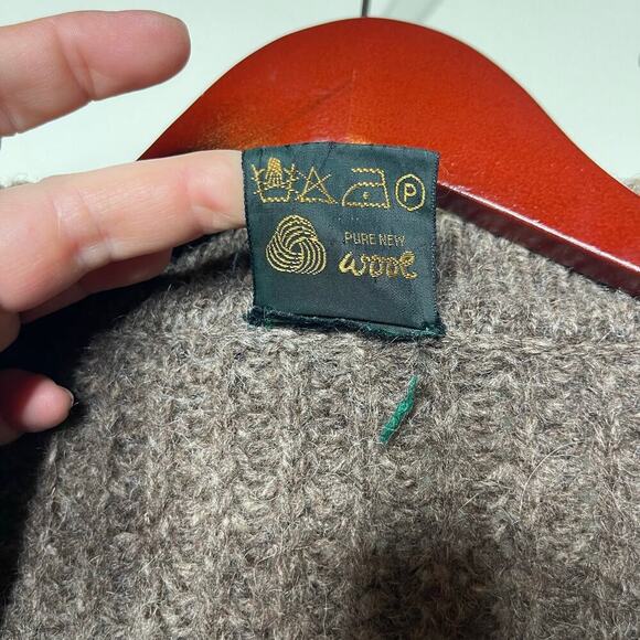 VNTG Inis Meain Chunky Thick Brown Zip Cardigan Irish Wool Sweater Men Sz 40 M - Picture 4 of 11